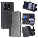 For Redmi Note 14S 4G Contrast Color Side Buckle Leather Phone Case(Black + Grey)