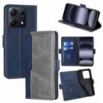 For Redmi Note 14S 4G Contrast Color Side Buckle Leather Phone Case(Blue + Grey)