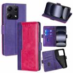 For Redmi Note 14S 4G Contrast Color Side Buckle Leather Phone Case(Purple + Rose Red)