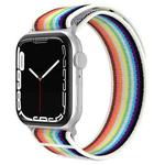 For Apple Watch 46mm / 49mm / 45mm / 44mm xDfind Dual-Section Loop Nylon Watch Band(White Rainbow)
