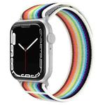 For Apple Watch 42mm / 41mm / 40mm / 38mm xDfind Dual-Section Loop Nylon Watch Band(White Rainbow)