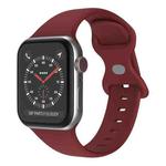 For Apple Watch 46mm / 49mm / 45mm / 44mm xDfind Butterfly Buckle Silicone Watch Band(Wine Red)