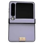 For Huawei Pura X Three-stage Morandi Solid Color Leather Texture Nameplate Phone Case(Purple)