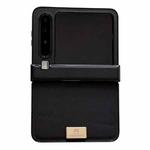 For Huawei Pura X Three-stage Morandi Solid Color Leather Texture Nameplate Phone Case(Black)