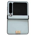 For Huawei Pura X Three-stage Morandi Solid Color Leather Texture Nameplate Phone Case(Blue)