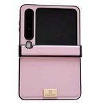For Huawei Pura X Three-stage Morandi Solid Color Leather Texture Nameplate Phone Case(Pink)