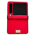 For Huawei Pura X Three-stage Morandi Solid Color Leather Texture Nameplate Phone Case(Red)
