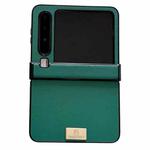 For Huawei Pura X Three-stage Morandi Solid Color Leather Texture Nameplate Phone Case(Green)