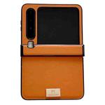 For Huawei Pura X Three-stage Morandi Solid Color Leather Texture Nameplate Phone Case(Brown)