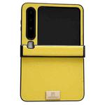 For Huawei Pura X Three-stage Morandi Solid Color Leather Texture Nameplate Phone Case(Yellow)