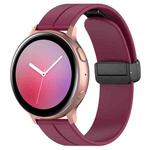 22mm xDfind  Flat Head Groove Folding Black Buckle Silicone Watch Band(Wine Red)