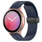 22mm xDfind  Flat Head Groove Folding Black Buckle Silicone Watch Band(Midnight Blue)