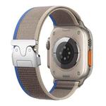 For Apple Watch 46mm / 49mm / 45mm / 44mm xDfind Titanium Buckle Snap Button Loop Nylon Watch Band(Blue Grey)