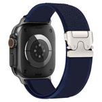 For Apple Watch 42mm / 41mm / 40mm / 38mm xDfind Titanium Buckle Snap Button Loop Nylon Watch Band(Navy Blue)
