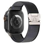 For Apple Watch 42mm / 41mm / 40mm / 38mm xDfind Titanium Buckle Snap Button Loop Nylon Watch Band(Black Grey)