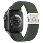 For Apple Watch 42mm / 41mm / 40mm / 38mm xDfind Titanium Buckle Snap Button Loop Nylon Watch Band(Green)