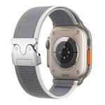 For Apple Watch 42mm / 41mm / 40mm / 38mm xDfind Titanium Buckle Snap Button Loop Nylon Watch Band(Green Grey)