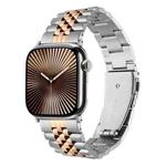 For Apple Watch 42mm / 41mm / 40mm / 38mm Quick Release Five-bead Metal Watch Band(Silver Rose Gold)