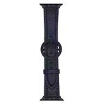 For Apple Watch 46mm / 49mm / 45mm / 44mm xDfind Round Buckle Leather Watch Band(Black)