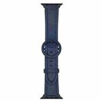 For Apple Watch 46mm / 49mm / 45mm / 44mm xDfind Round Buckle Leather Watch Band(Midnight Blue)