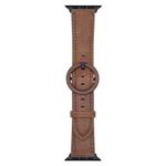 For Apple Watch 42mm / 41mm / 40mm / 38mm xDfind Round Buckle Leather Watch Band(Yellow Brown)