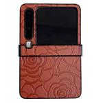 For Huawei Pura X Three-stage Impression Camellia Pattern Protective Phone Case(Brown)