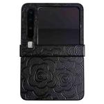 For Huawei Pura X Three-stage Impression Camellia Pattern Protective Phone Case(Black)