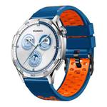 22mm Three-row Hole Breathable Two Color Silicone Watch Band(Royal Blue Orange)