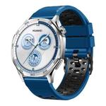 22mm Three-row Hole Breathable Two Color Silicone Watch Band(Royal Blue Black)