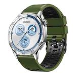 22mm Three-row Hole Breathable Two Color Silicone Watch Band(Army Green Black)