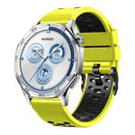 22mm Three-row Hole Breathable Two Color Silicone Watch Band(Lime Black)