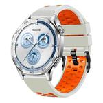 22mm Three-row Hole Breathable Two Color Silicone Watch Band(Light Grey Orange)