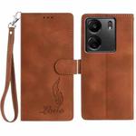 For Redmi 13C 4G Skin Feel Embossed Feather Leather Phone Case(Brown)