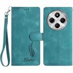 For Redmi 14C 4G Skin Feel Embossed Feather Leather Phone Case(Green)