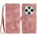 For Redmi 14C 4G Skin Feel Embossed Feather Leather Phone Case(Pink)