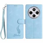 For Redmi 14C 4G Skin Feel Embossed Feather Leather Phone Case(Light Blue)