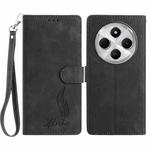 For Redmi 14C 4G Skin Feel Embossed Feather Leather Phone Case(Black)