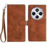 For Redmi 14C 4G Skin Feel Embossed Feather Leather Phone Case(Brown)