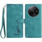 For Redmi A3 Skin Feel Embossed Feather Leather Phone Case(Green)