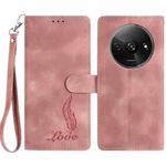 For Redmi A3 Skin Feel Embossed Feather Leather Phone Case(Pink)