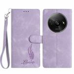 For Redmi A3 Skin Feel Embossed Feather Leather Phone Case(Purple)