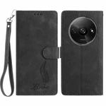 For Redmi A3 Skin Feel Embossed Feather Leather Phone Case(Black)