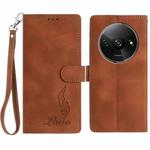 For Redmi A3 Skin Feel Embossed Feather Leather Phone Case(Brown)