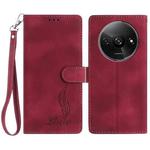 For Redmi A3 Skin Feel Embossed Feather Leather Phone Case(Red)