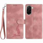For Redmi A5 4G 173.3mm Skin Feel Embossed Feather Leather Phone Case(Pink)