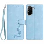For Redmi A5 4G 173.3mm Skin Feel Embossed Feather Leather Phone Case(Light Blue)