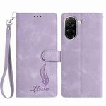 For Redmi A5 4G 173.3mm Skin Feel Embossed Feather Leather Phone Case(Purple)