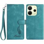 For Redmi Note 14 4G 164.84mm Skin Feel Embossed Feather Leather Phone Case(Green)