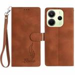 For Redmi Note 14 4G 164.84mm Skin Feel Embossed Feather Leather Phone Case(Brown)
