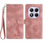 For Redmi Note 14 Pro 4G Skin Feel Embossed Feather Leather Phone Case(Pink)